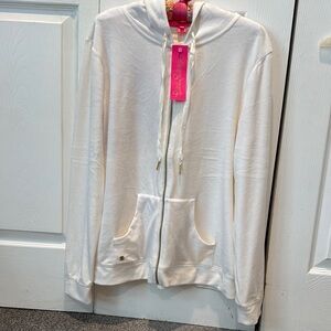 NWT Lilly Pulitzer off-white Larina velour full-zip hoodie L
